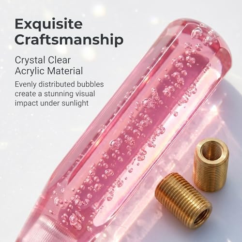 1 PC Car Shift Knob, 1.89 x 5.91 Inches Crystal Pink Acrylic Gear Shift Knob - Image 7