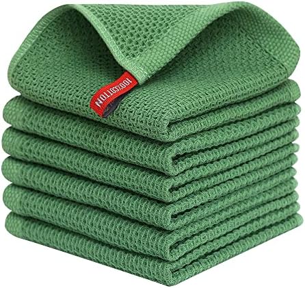 Kitinjoy 100% Cotton Waffle 6-Pack Kitchen Towels, Grass Green by Kitinjoy