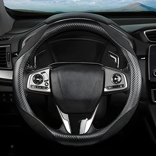 Moly Magnolia 15 Inch Car Steering Wheel Cover, Carbon Black - Image 6
