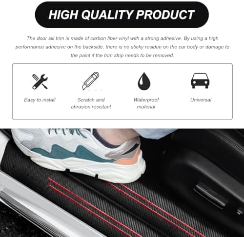 4 PCS Car Door Sill Protector, Waterproof Carbon Fiber Style Car Door Entry - Image 6
