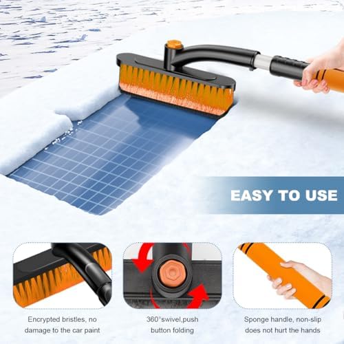 Wevdn Car Snow Brush with Ice Scraper, Detachable Stretchable Snow Scraper with - Image 4