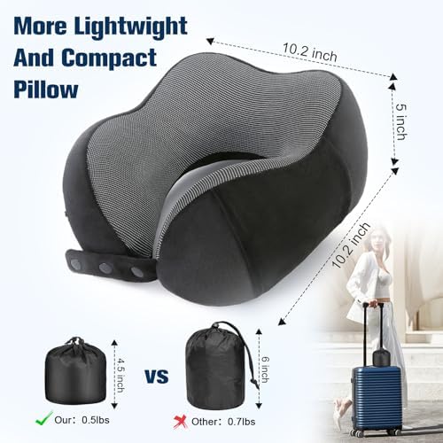 Cirorld Neck Pillow for Traveling, Travel Pillows for Airplanes Black - Image 3
