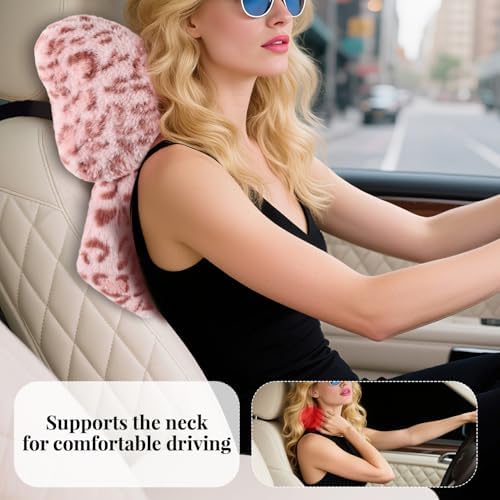 2 Pack Bow Car Headrest Pillow Comfortable Soft Plush Head Rest Cushion - Image 6
