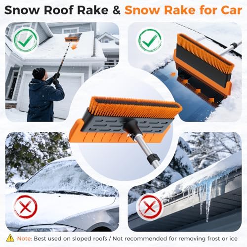 Year-Round Roof Rakes for Snow, Leaves & Moss – 16” No-Scratch Foam Blade & - Image 4