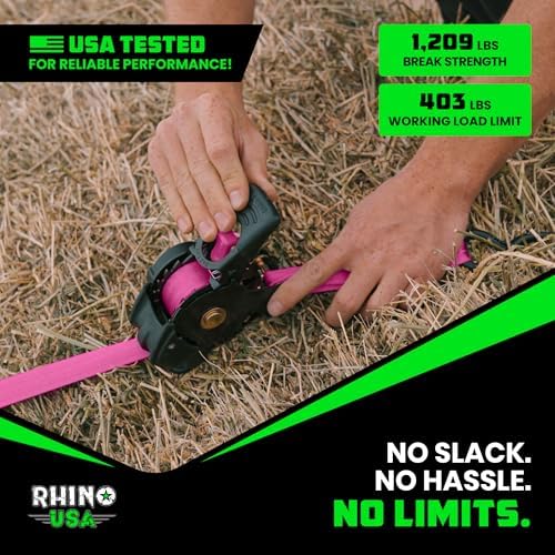Rhino USA Retractable Ratchet Straps - 1in x 10ft - Image 7