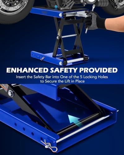 OMT 1100lb Motorcycle Scissor Lift Jack Wide Deck Motorbike Hoist Stand - Image 5