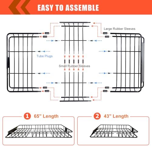 Roof Rack Rooftop Cargo Carrier Basket 65"*39"*6"+Waterproof Bag 20 Cu.Ft. - Image 3