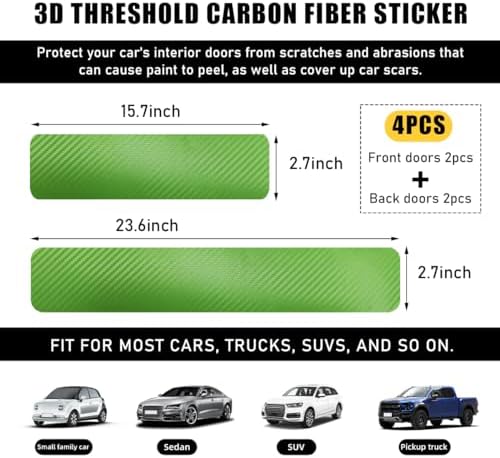 Ohleats 4 PCS Car Door Sill Protectors, Anti Scratch Carbon Fiber Auto - Image 2