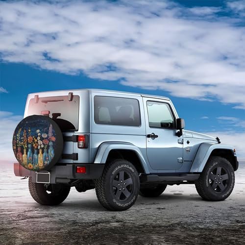 Colorful Flower Spare Tire Cover Waterproof Wheel Cover 16 Inch Universal Fit - Image 3