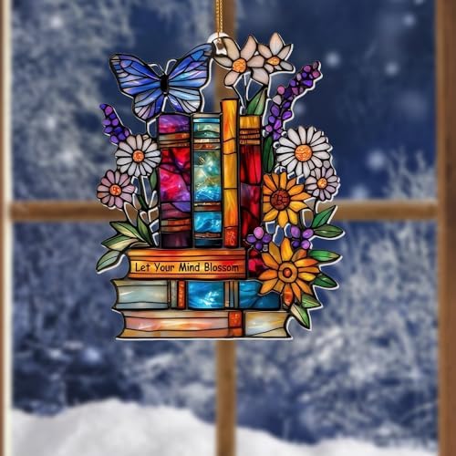 Book Ornament – ​​Stained Glass Style Acrylic Christmas Ornament with, Teacher - Image 6