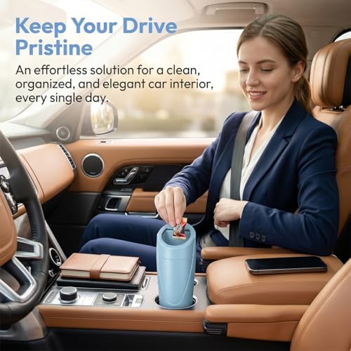 Car Trash Bin with Lid, Leak-Proof Portable Vehicle Cup Holder Garbage Can - Image 4