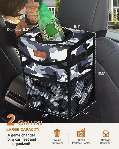 Pritent Car Trash Can with Lid Leakproof Car Garbage Bag Vehicle Trash Bin - Image 2