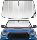 Windshield Sun Shade for Ford Ranger 2019-2023. Full Coverage Rearview Mirror by Pigenius