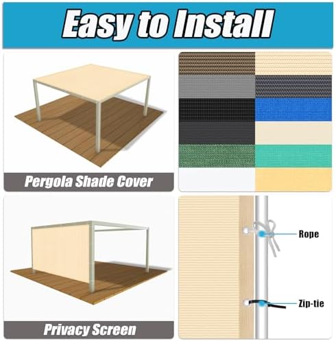 Amagenix 90% Pergola Shade Cover 6' X 20' Sun Shade Cloth - Image 4