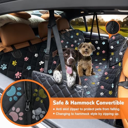 URPOWER Dog Car Seat Cover for Back Seat, 100% Waterproof Hammock for Car - Image 2