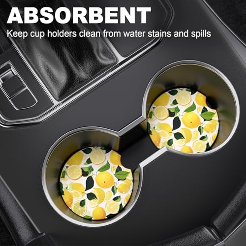 2 Pack Car Cup Holder Coaster, 2.63 inch Anti Slip Insert Absorbent Ceramic Car - Image 2