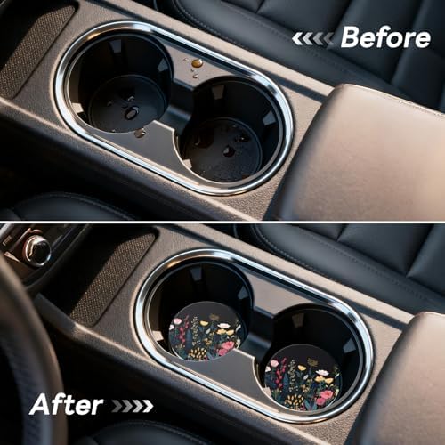 Car Cup Holder Ceramic Coasters 2 Pack, 2.56 in Anti Slip Absorbent Coaster - Image 5