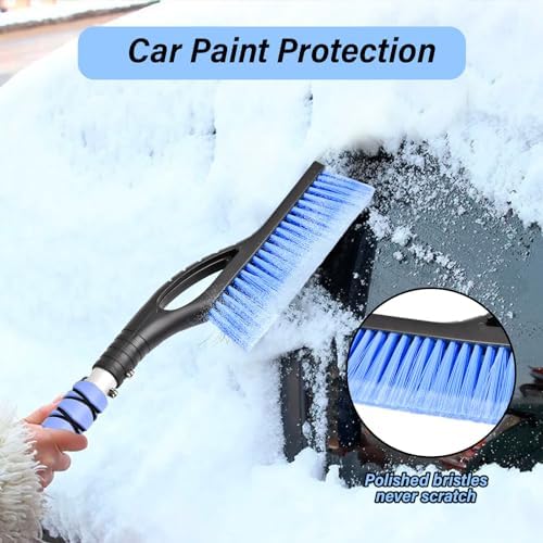 27" Snow Brush and Ice Scrapers Detachable Pivoting, Soft Bristle Head - Image 3