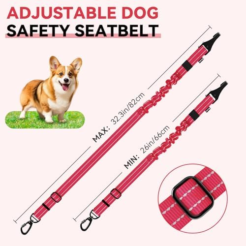 Pawaboo 2Pack Dog Car Seatbelt, 3-in-1 Dog Tether - Image 6