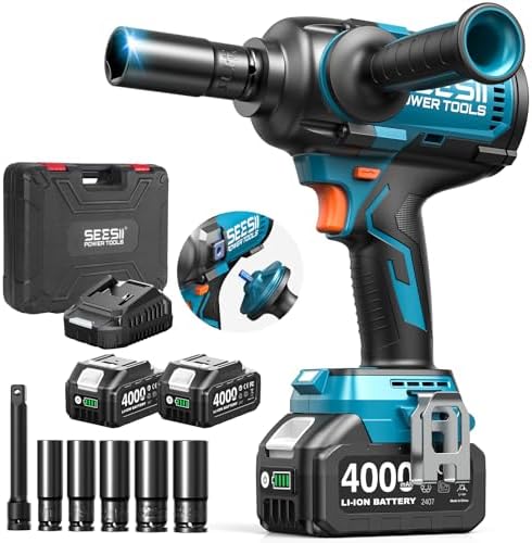 SEESII Upgraded Impact Wrench 1180 Ft-lbs: 1/2" High-Torque Impact Gun by SEESII