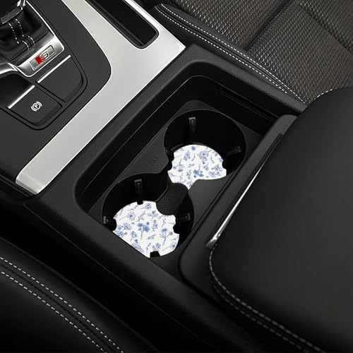 Flower Blue Steering Wheel Cover 15in Cute Women 2 car Cup Coasters - Image 6