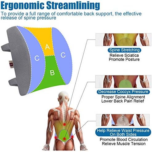 Lumbar Pillow for Chair and Car, Back Support for Office, Memory Foam Cushion - Image 2