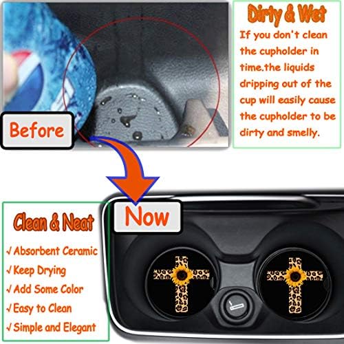 Car Coasters 2 Pack, Small 2.56" Absorbent Ceramic Coaster - Image 4