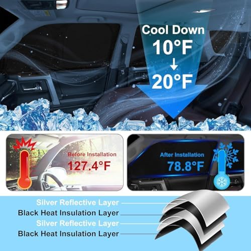 8PCS Window Shades for 2018-2022 Honda Accord Sedan Accessories Foldable - Image 4