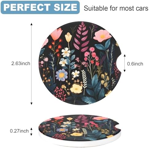 2 Pack Car Cup Holder Coasters, 2.63 Inch Anti Slip Ceramic Absorbent Coaster - Image 2