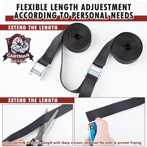 Cartman 1" x 12' Lashing Straps Cargo Tie-Down Strap Up to 600lbs, 6pk in Carry - Image 4