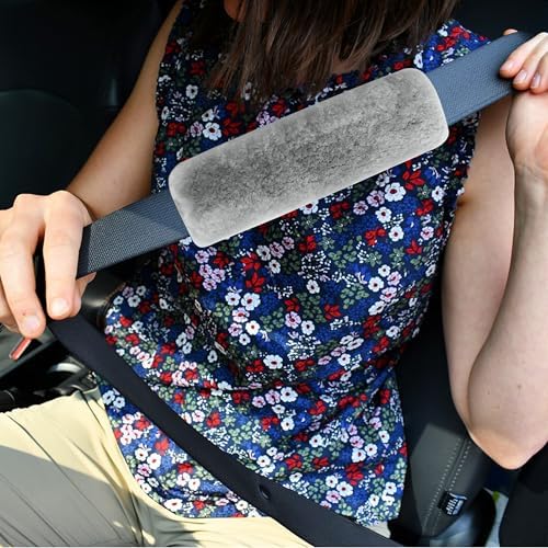 Amooca 2-Pack Real Wool Seatbelt Cover Authentic Sheepskin Shoulder Pad - Image 6