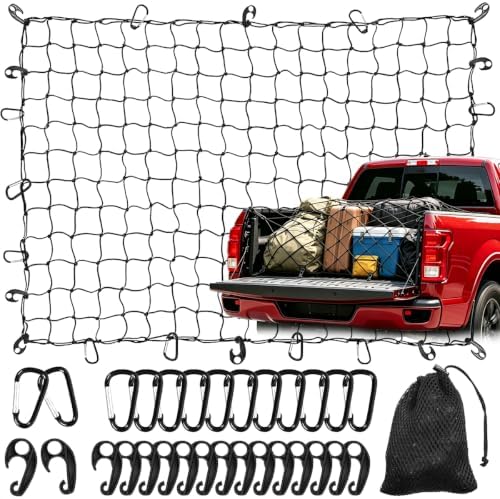 4' x 6' Cargo Net for Pickup Truck Bed Stretches to 6' x 12' Heavy Duty Roof by WSSROGY%C3%97LAMEA