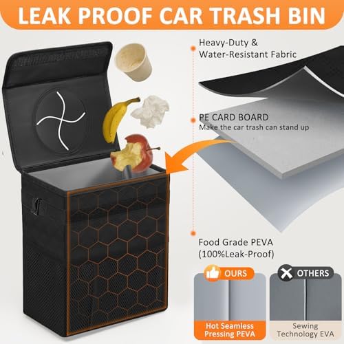 Vankor Car Trash Can with Lid Leak Proof Car Accessories - Image 3