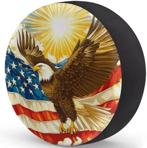 Rv Spare Tire Cover Wheel American Flag Eagle Sun Tire Covers Wheel Protectors - Image 2