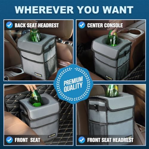 K KNODEL Car Trash Can with Lid, Car Garbage, Bin and Bag - Image 5