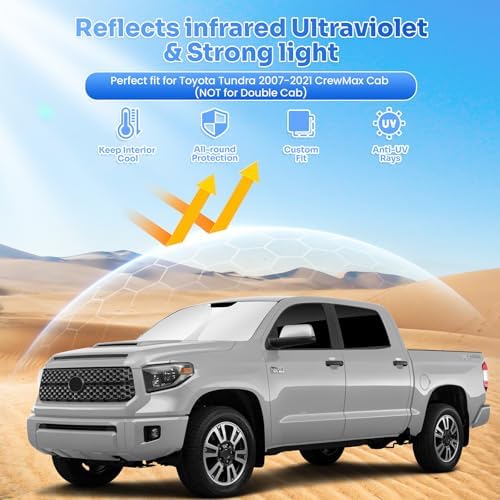 Canvcle Window Shades for 2007-2021 Toyota Tundra CrewMax Cab Accessories - Image 2