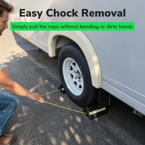 HOXWELL Wheel Chocks with Glow-in-the-Dark Tape, Non-Slip RV Camper Chock - Image 5