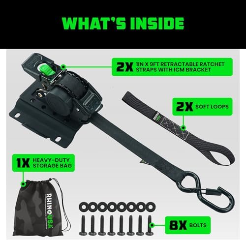 Rhino USA Bed-Mounted Retractable Ratchet Straps - Image 5
