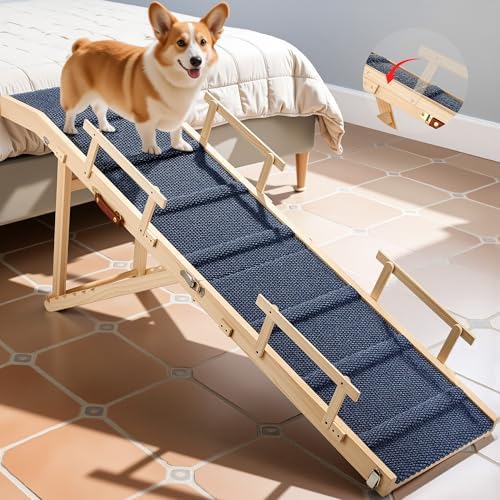 Dog Ramp for Bed with Rails, Dog Ramps for High Beds with Safety Side Railng by Makeyourlifeeasier