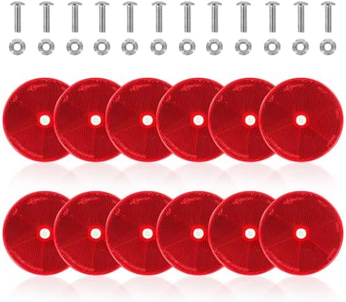 10 Pack Red Screw on Round Reflectors, E11 Approval Road Safety - Image 2