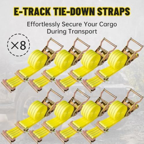 E-Track Ratchet Straps, 8 Pack, 4500 LBS, Heavy Duty Tie Downs - Image 7