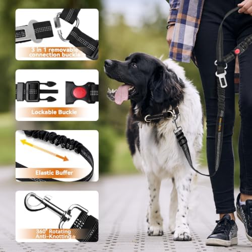 Dog Seat Belt, Durability Retractable Dog Car Harness Adjustable Dog Seat Belt - Image 5