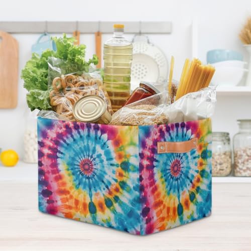 AUUXVA Storage Basket Abstract Swirl Tie Dye Pattern Storage Cube Box Durable - Image 7
