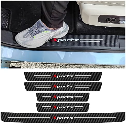 5PCS Car Door Sill Protector, Carbon Fiber Sport Threshold/Rear Bumper Guard by Turcee