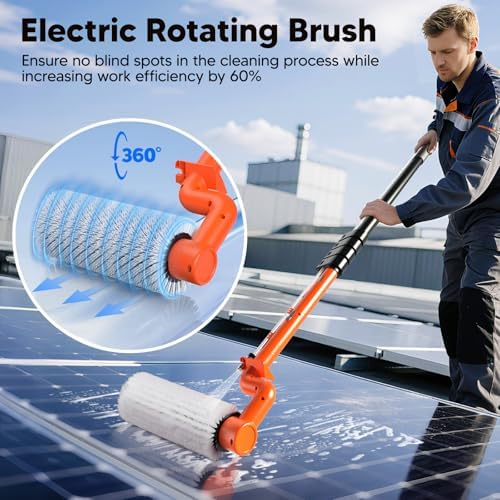 Electric Solar Panel Cleaning Brush and Pole, 20FT Telescopic Cleaning Roller - Image 2