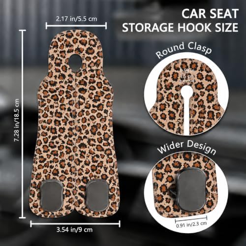 Cute Leopard Car Seat Back Storage Headrest Hooks - Image 2