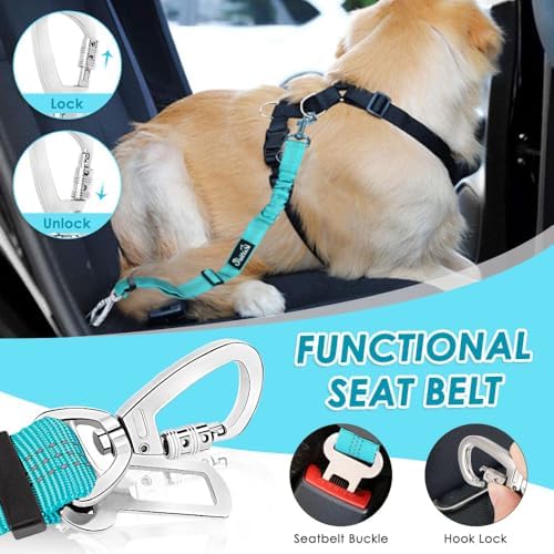 SlowTon Dog Seatbelt, 2 Pack Adjustable Heavy Duty Dog Safety Seat Belt - Image 3