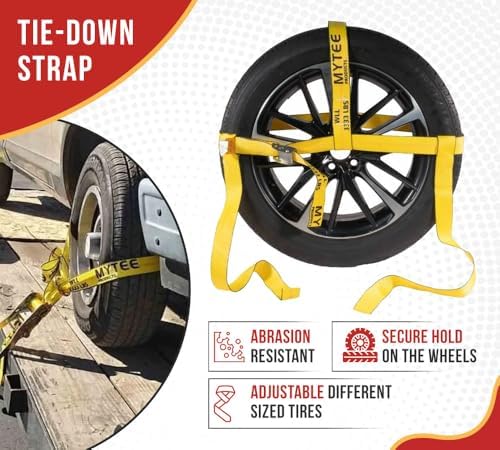 Mytee Products 2 Pack 2" x 120" Yellow Side Mount Wheel Tie Down Strap - Image 5