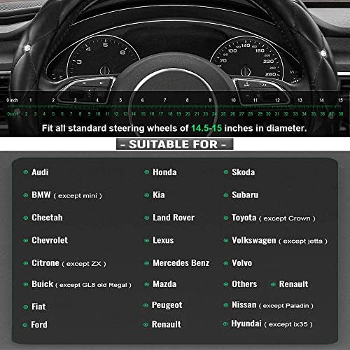 Diamond Leather Bling Steering Wheel Cover, Universal Car Steering Wheel - Image 4
