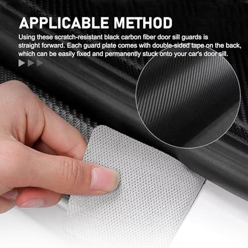 4 PCS Car Door Sill Protector, Carbon Fiber American Flag Threshold Guard Strip - Image 3